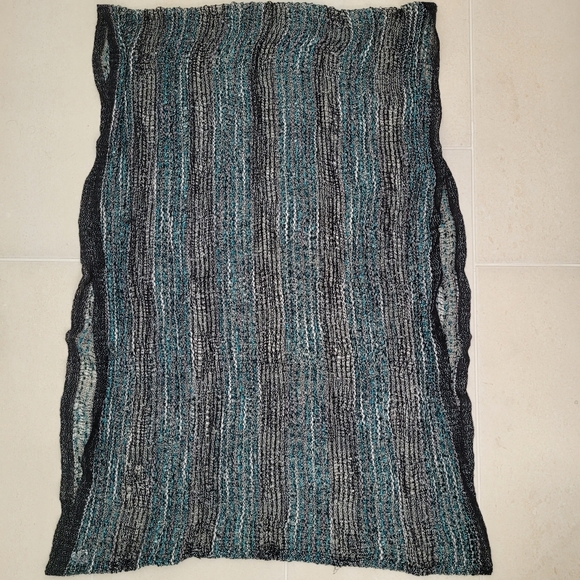 Turquoise, Gray, White & Black Infinity Scarf - Picture 3 of 6